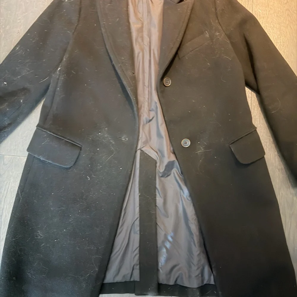 Uniqlo x Jil Sander Wool Coat L Black Single Breasted Minimalist Overcoat - Picture 7 of 8